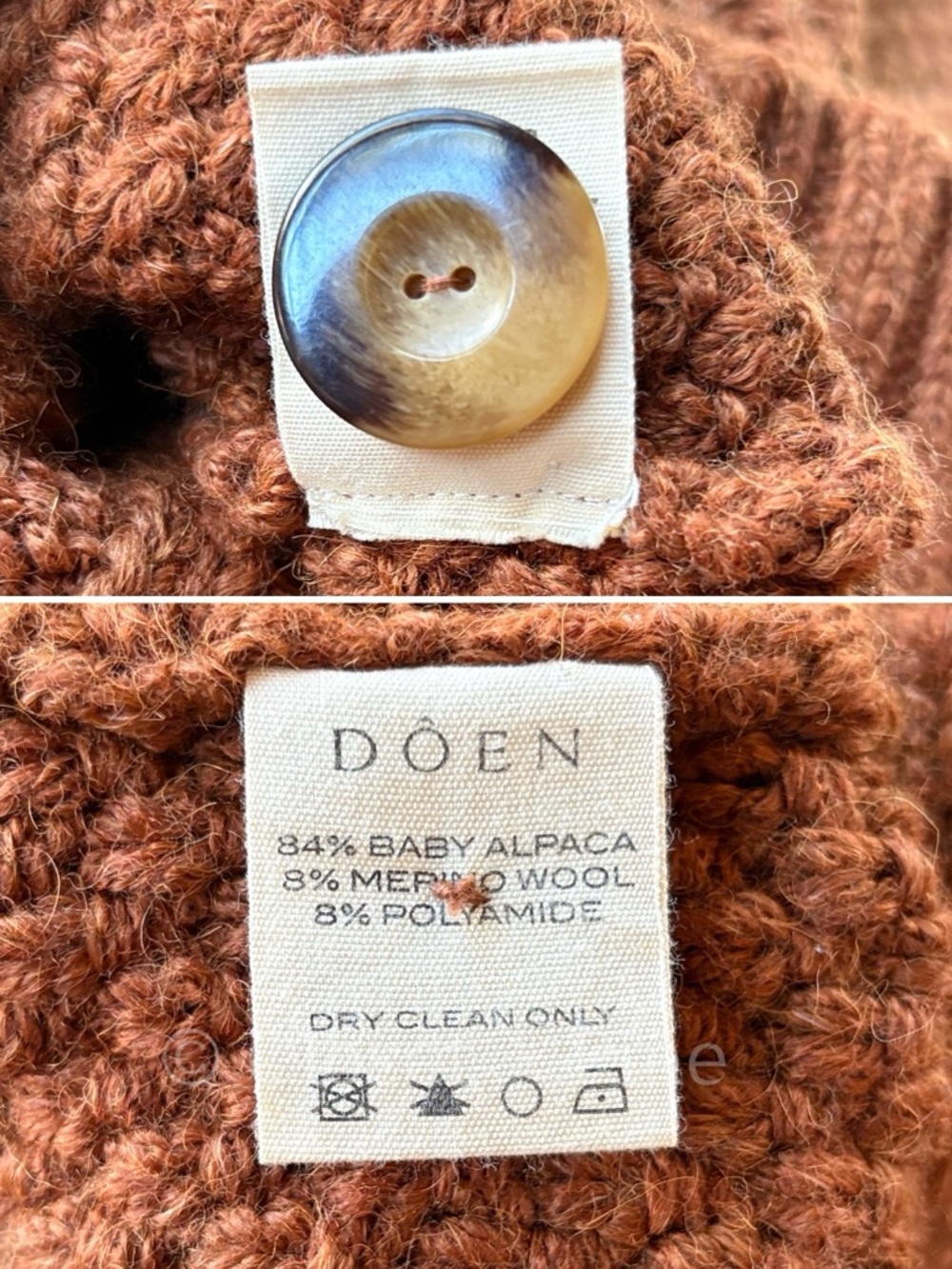 Doen‎ Skye Cardigan Sweater in Cinnamon Brown Size XS Small Alpaca Wool Blend - Picture 12 of 17